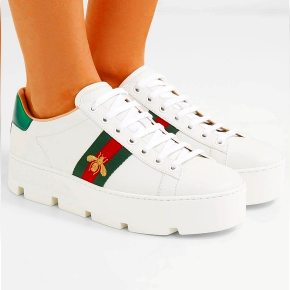 Gucci Shoes - NWT$890 Gucci New Ace Embroidered Bee High Platform Logo Sneakers Sz 36.5, 7-7.5